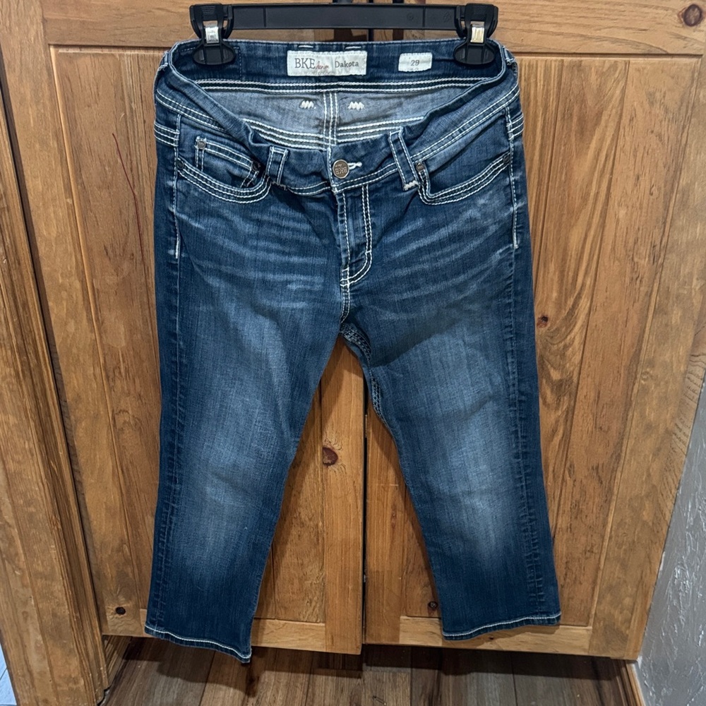 BKE Women's Dark Blue Cropped Jeans